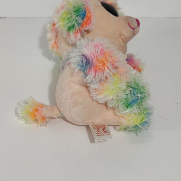 Ty Rainbow Poodle Dog Plush 2017 Stuffed Animal Big Glitter Eyes Colorful - Picture 5 of 11